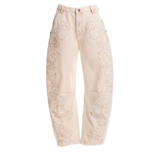 NWT Agua by Agua Bendita Fallon distressed floral-embroidery jeans